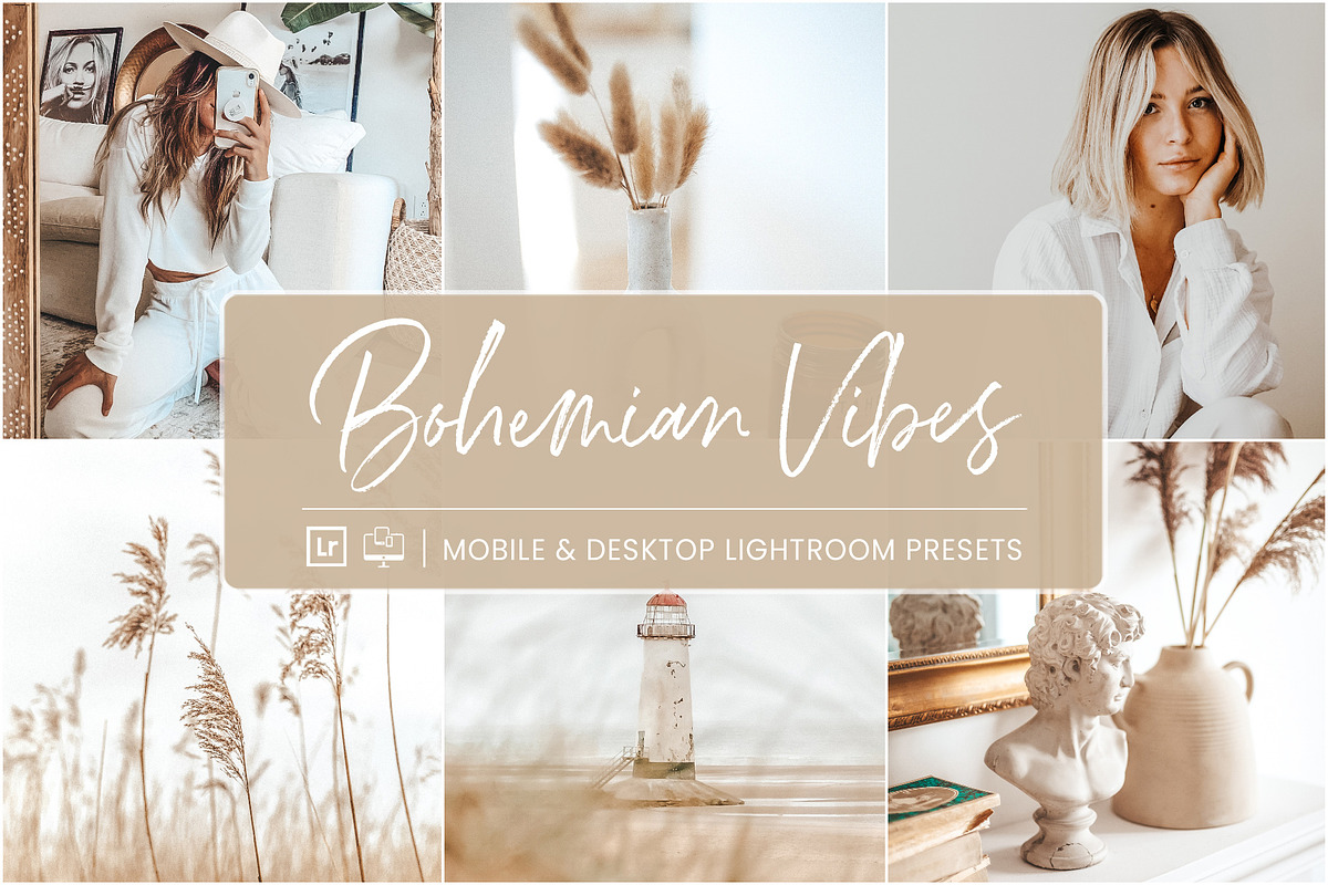 BOHEMIAN VIBES LIGHTROOM PRESETS, an Action Add-On by Nes Design Co (Photo 1 of 11)