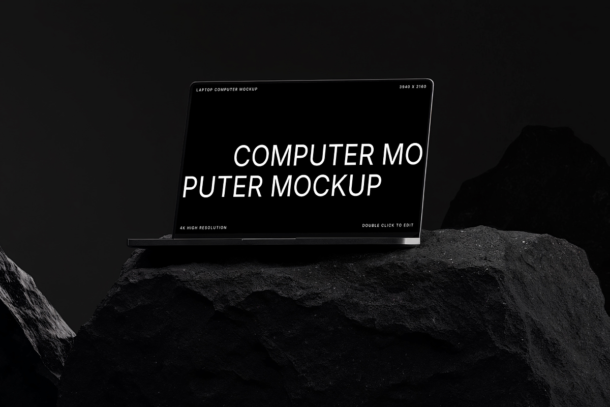 Computer Mockup on Dark Stone, a Mac Mockup by rodrigofkaminski (Photo 3 of 4)