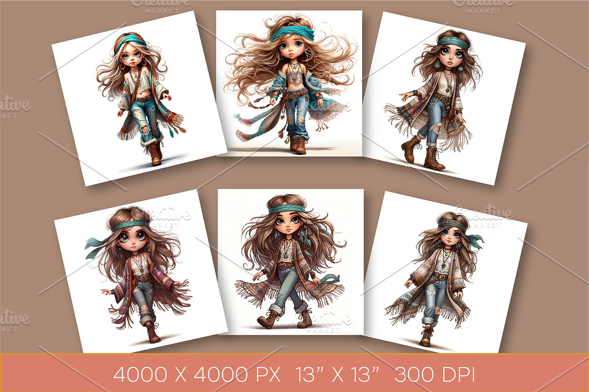 Stylish cartoon hippie girl. Clipart, a Person Illustration by KENO Mascots (Photo 2 of 6)