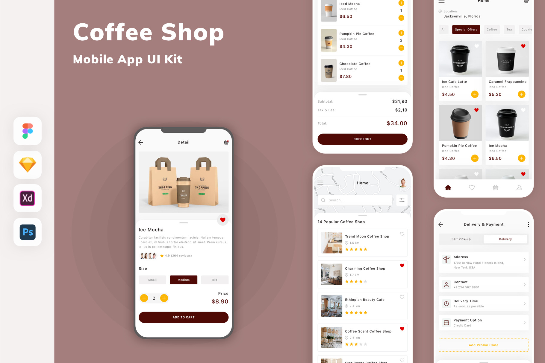 Coffee Shop Mobile App UI Kit, an UI Kit Template by uicube