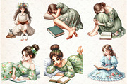 Girl in Floral Dress Read Book Clipa, an Illustration by Libby Wishes (Thumbnail 3 of 7)