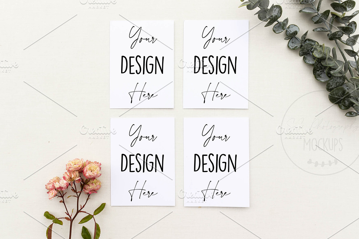 Four Blank Card/Invite Mockup JPG, a Beauty & Fashion Photo by SC Photography & Design (Photo 1 of 2)