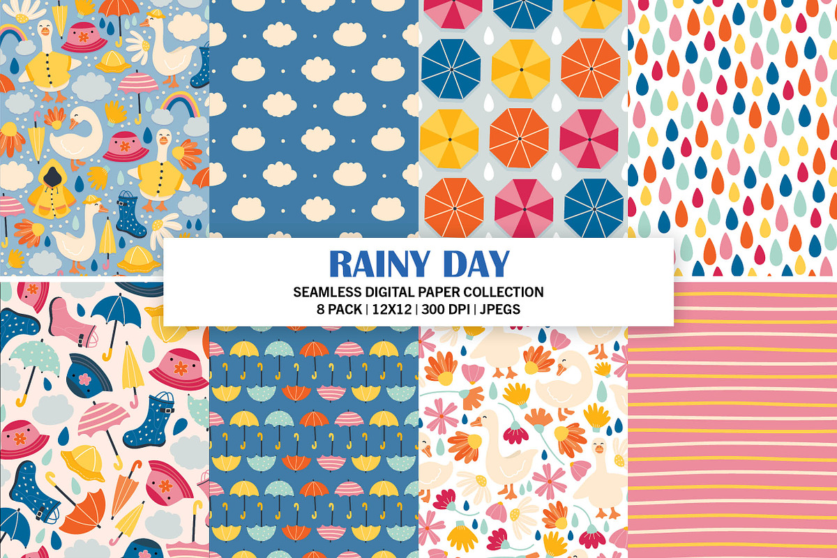Rainy Day Seamless Digital Paper, a Pattern Graphic by Alanna Messina Design Co (Photo 1 of 9)