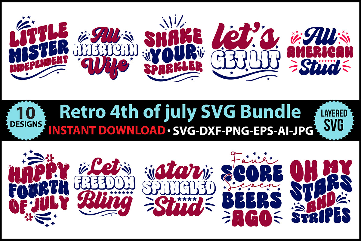 Retro 4th of july SVG Bundle, an Object Graphic by Creative Art (Photo 1 of 3)