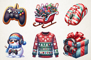 Christmas Gamer Clipart, an Illustration by RobertsArt (Thumbnail 7 of 7)