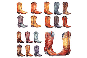 Isolated Cartoon Cowboy Boots