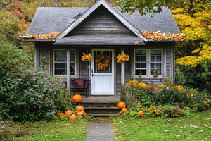 Amazing cozy cottage with fall decor, a Photo by Pavel_design