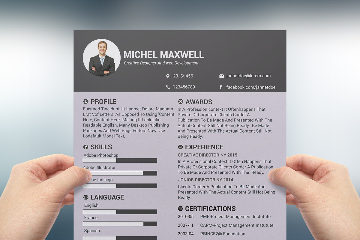 Clean Resume/CV design Template, a Resume Template by designvillage (Photo 13 of 13)