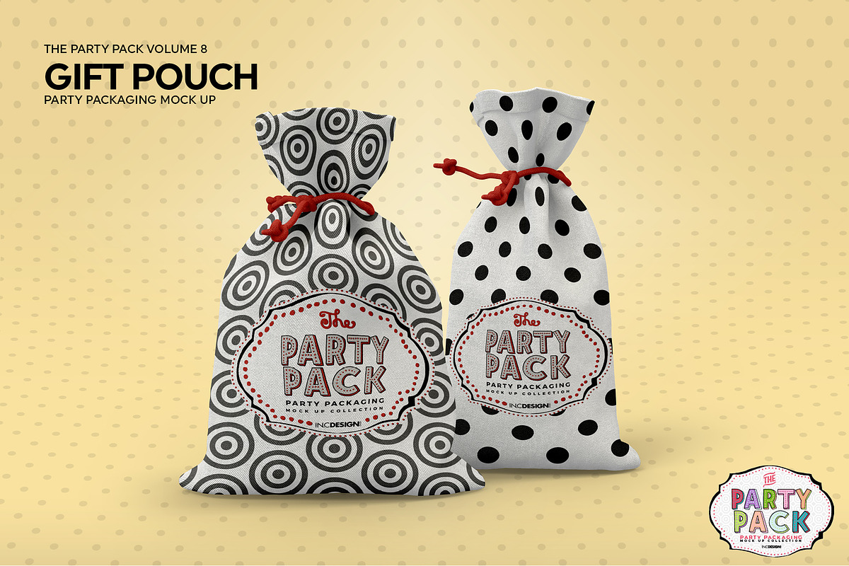 Party Gift Pouch Packaging Mockup, a Cups & Container Mockup by INCDesign (Photo 4 of 7)