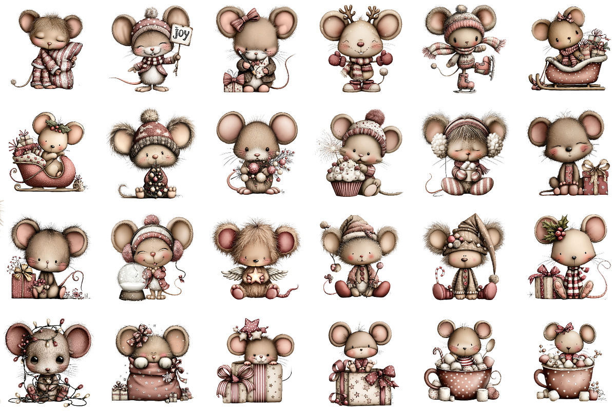 Christmas Mouse Clipart, an Illustration by Sublimation Artist (Photo 3 of 6)