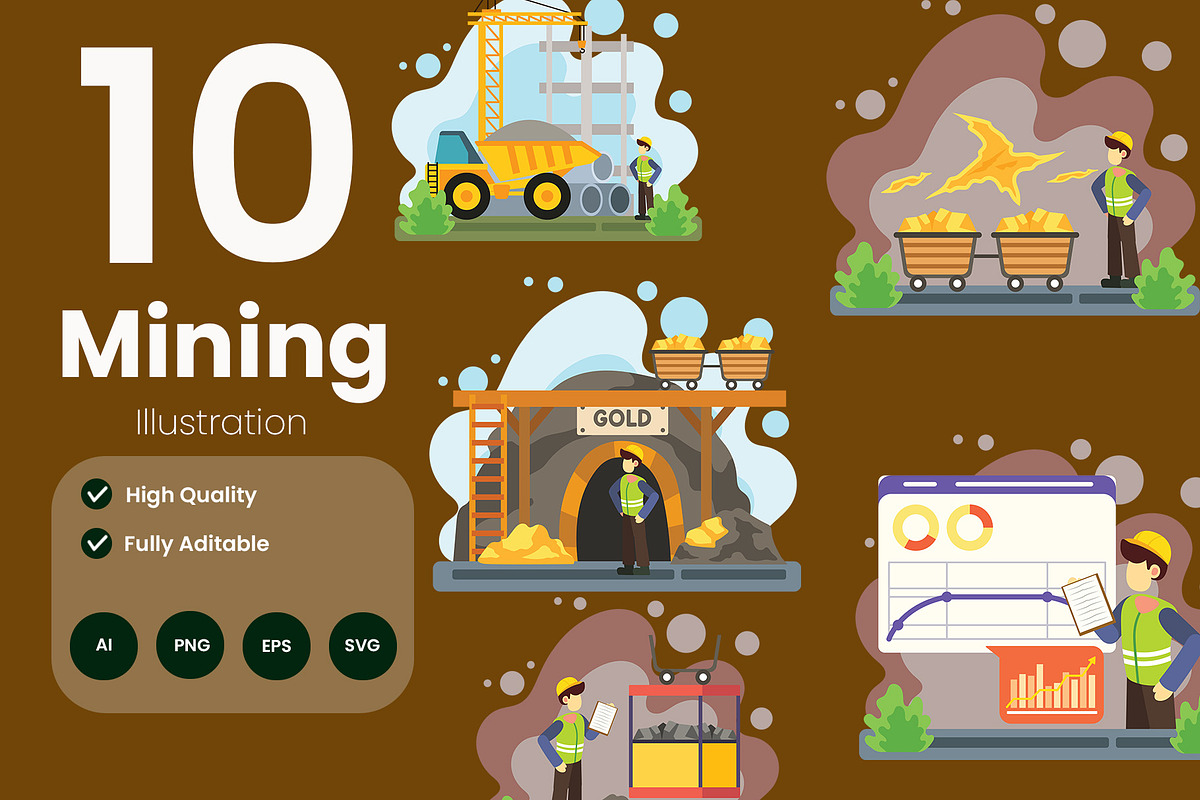 Mining Illustration Pack, an Illustration by baii09 (Photo 1 of 4)