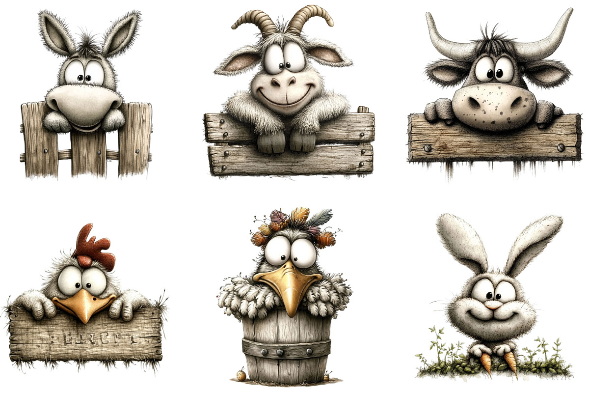 Whismical Peeking Farm Animals PNG, a Seasonal Illustration by Designking (Photo 2 of 4)