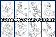 Elf Sliding on Snow Coloring Pages, an Animal Illustration by maggiesar (Thumbnail 3 of 4)