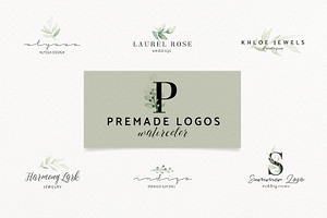 Premade Logos watercolor greenery