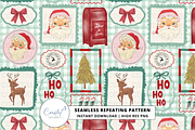 Vintage Santa Frame Seamless Pattern, a Pattern Graphic by Coastal 5 Designs (Thumbnail 1 of 3)