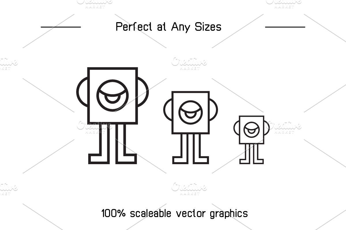 Kawaii Monster Character Icons, an Outline Icon by Designfour (Photo 7 of 7)