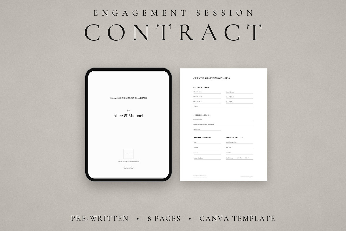 Engagement Session Contract, a Stationery Template by Cagdas Yoldas (Photo 2 of 8)