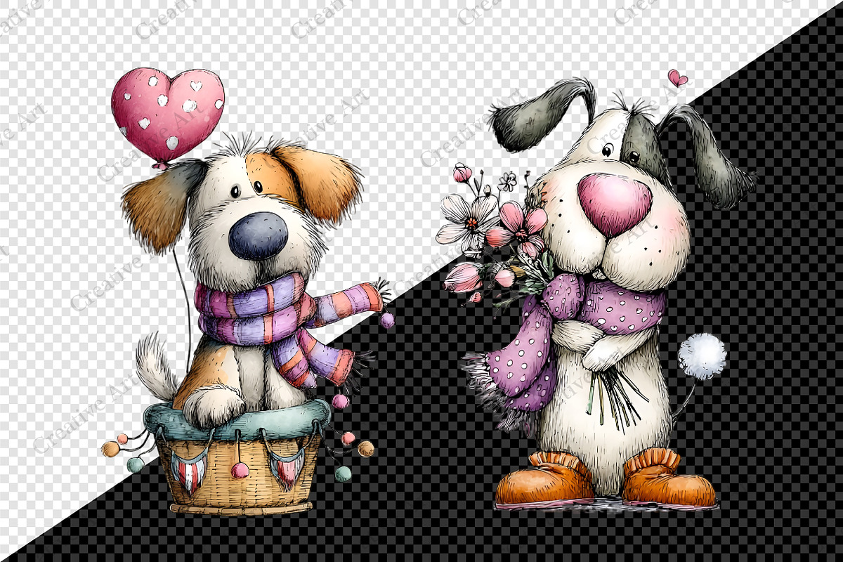 Valentine Quirky Dog Clipart Bundle, an Illustration by Creative Art (Photo 9 of 10)