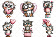 Quirky Valentine Owl Clipart, an Animal Illustration by Black Bird Studio (Thumbnail 3 of 6)