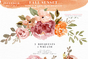 Orange Pink Fall Watercolor Flowers, an Illustration by Essem Creatives (Thumbnail 3 of 12)