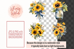 Watercolor Sunflowers Clip Art