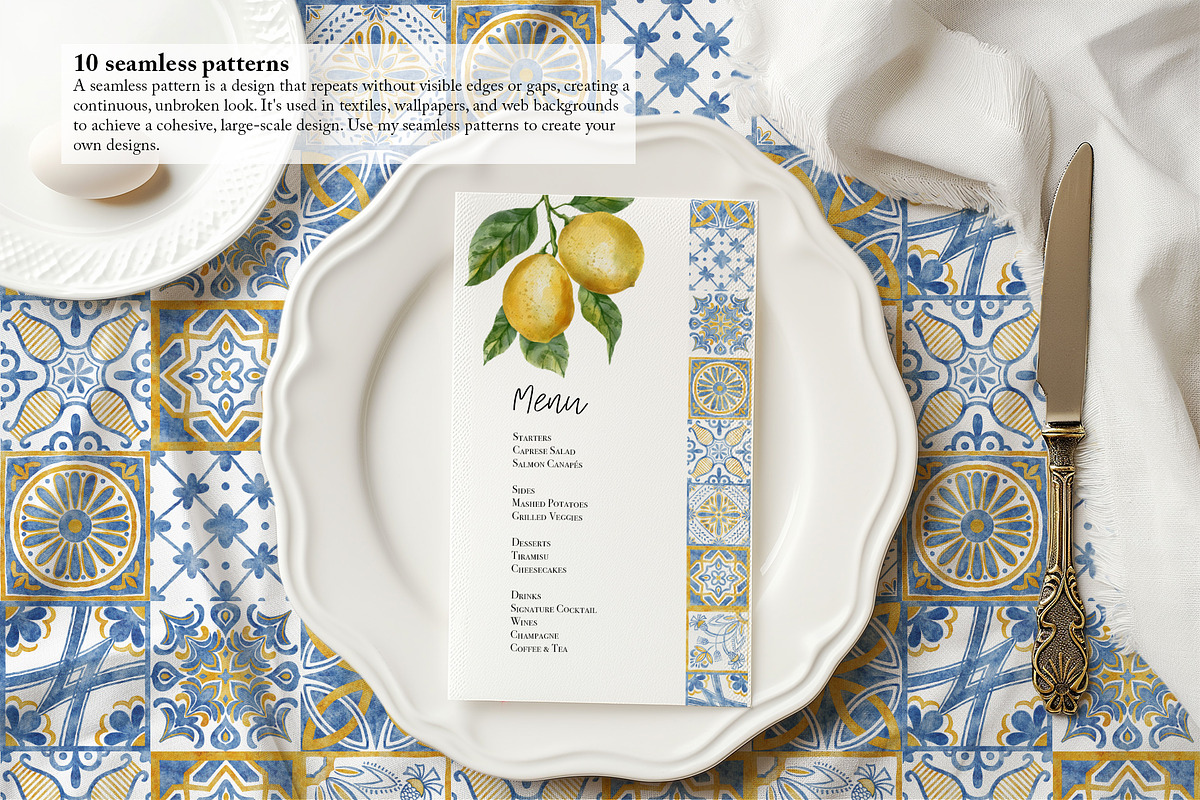 Italian Style Tile - Watercolor set, a Decorative Illustration by Jenny Quince (Photo 2 of 10)