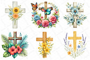 Watercolor Summer Floral Cross Clipa, an Illustration by DreamPrint404 (Thumbnail 5 of 6)