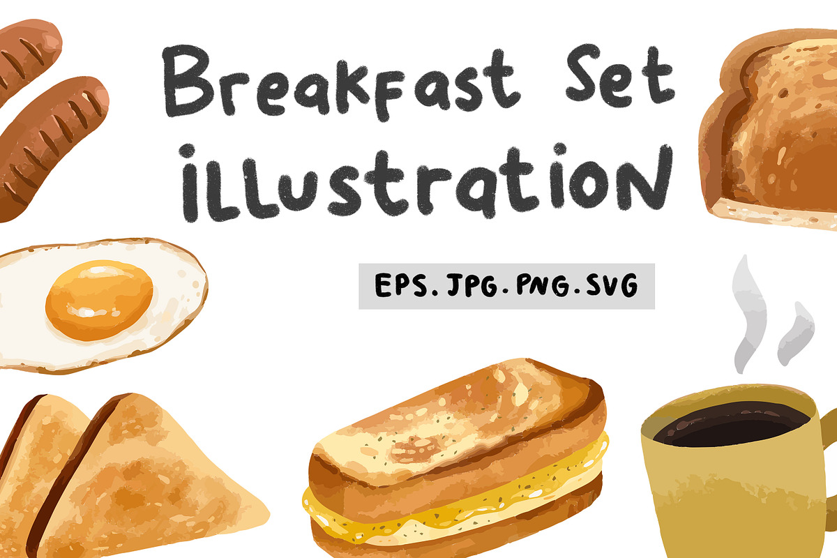 Breakfast illustration bundle, a Food Illustration by RizkaNurfazrina (Photo 1 of 7)