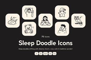 Sleep Doodle Icon Set, an Outline Icon by Vectors Market