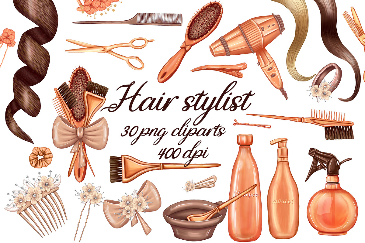 Hairdressing tools and accesories, a Decorative Illustration by Mrs.Swan_Design (Photo 1 of 6)