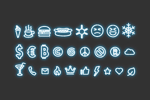 Blue Neon Special Symbols 3D Model