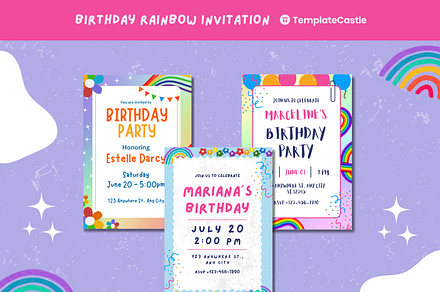 Rainbow Happy Birthday Invitations