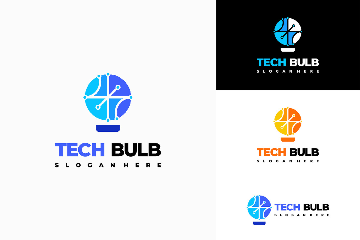 Set of Modern Tech Bulb logo designs, a Branding & Logo Template by Lucky Creative (Photo 2 of 5)