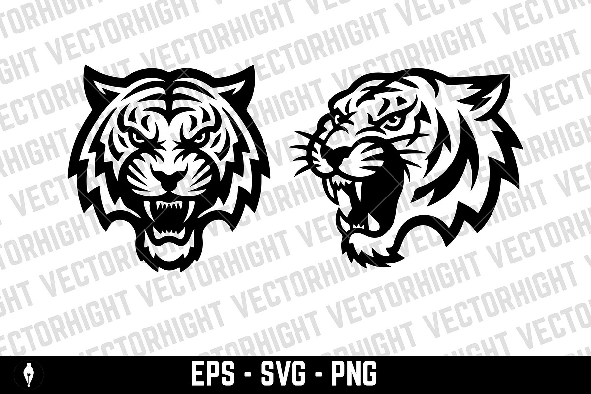 tiger head illustrations SVG, an Animal Illustration by Vectorhight (Photo 2 of 5)