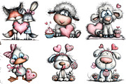 Whimsical Valentine Animals Clipart, an Illustration by DreamArtGraphic (Thumbnail 2 of 4)