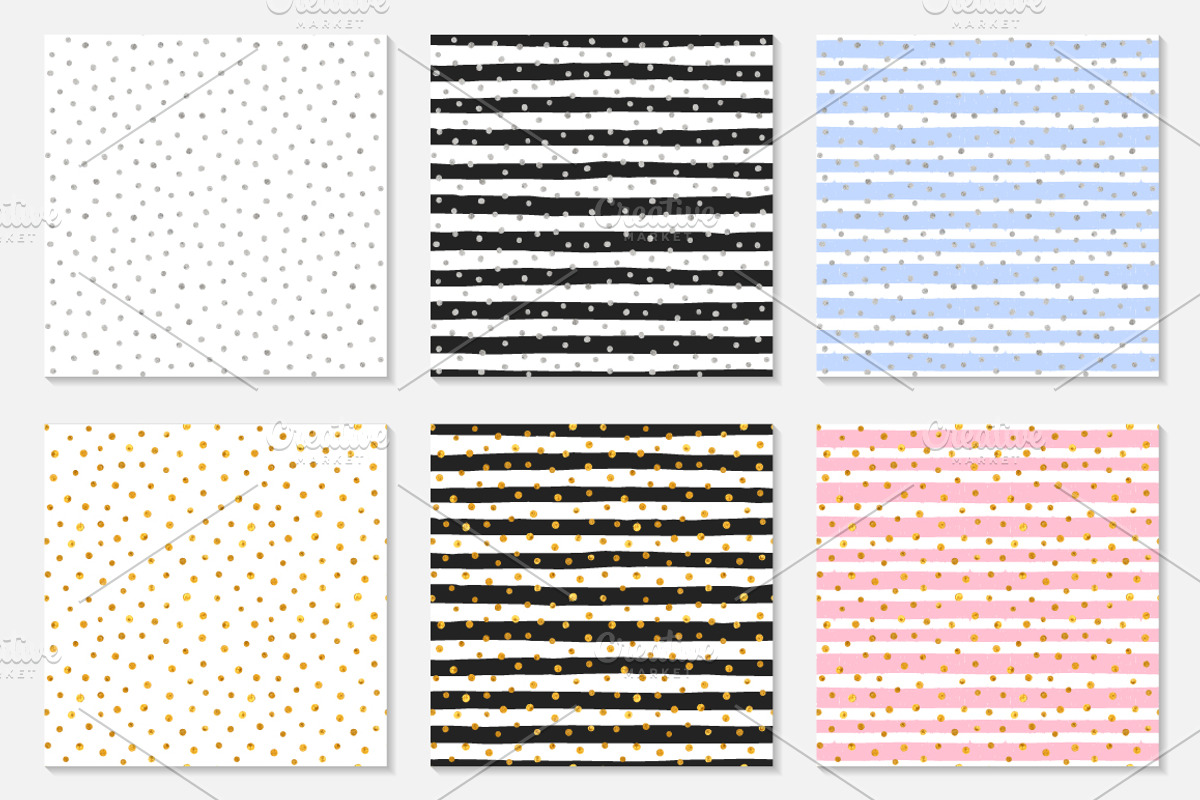 Gold and silver confetti backgrounds, a Pattern Graphic by ekmelica (Photo 2 of 5)