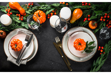 Autumn table setting with plate, a Food & Drink Photo by Nadia-nb