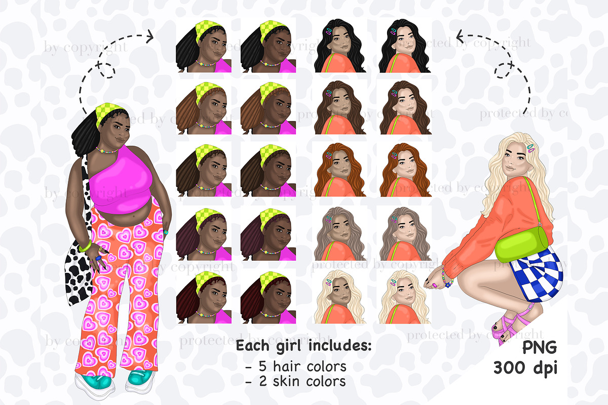 Groovy Girl Clipart | Fashion Woman, a Person Illustration by GlamArtZhanna (Photo 3 of 4)