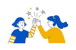 Two girls having high five