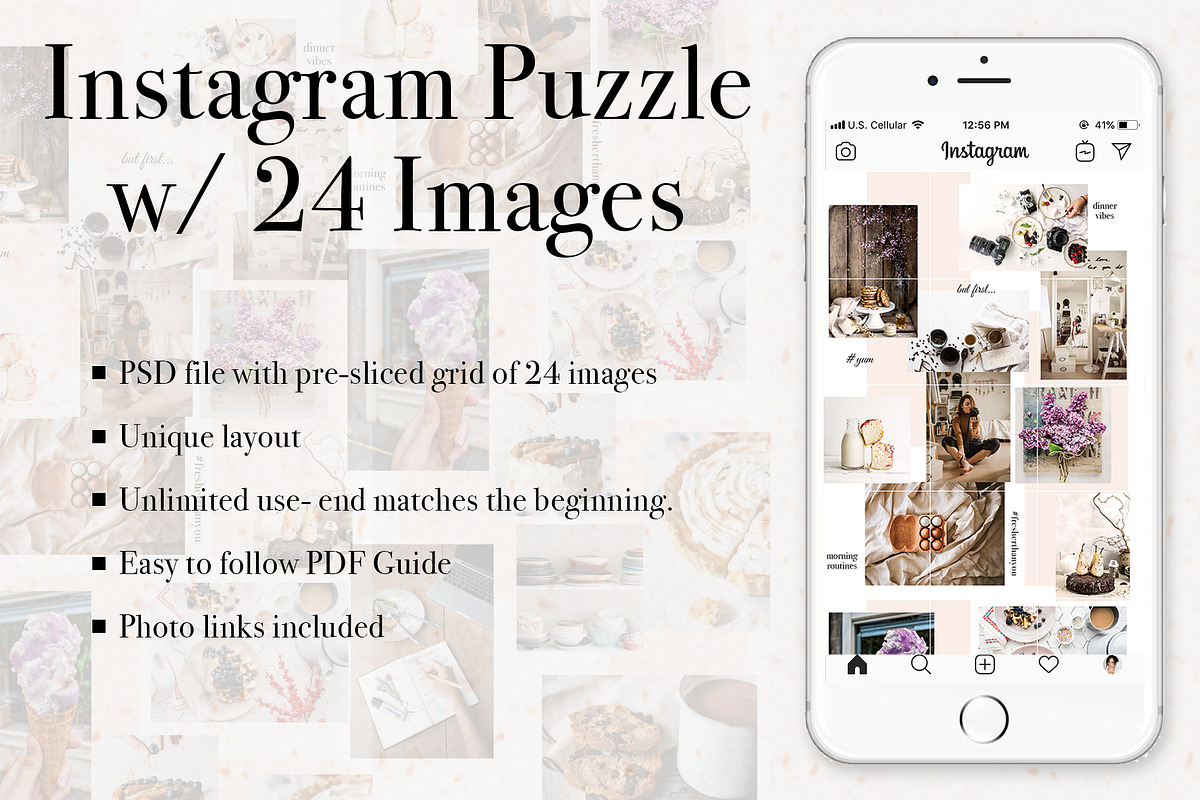 Beautiful Instagram Puzzle Template, a Social Media Template by amberrogals (Photo 1 of 7)