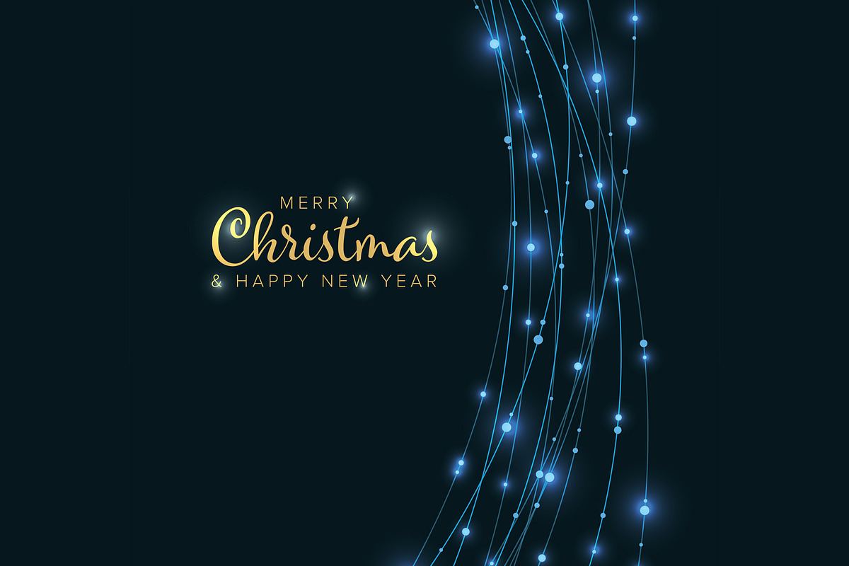Christmas card with blue light chain, a Card Template by Orson