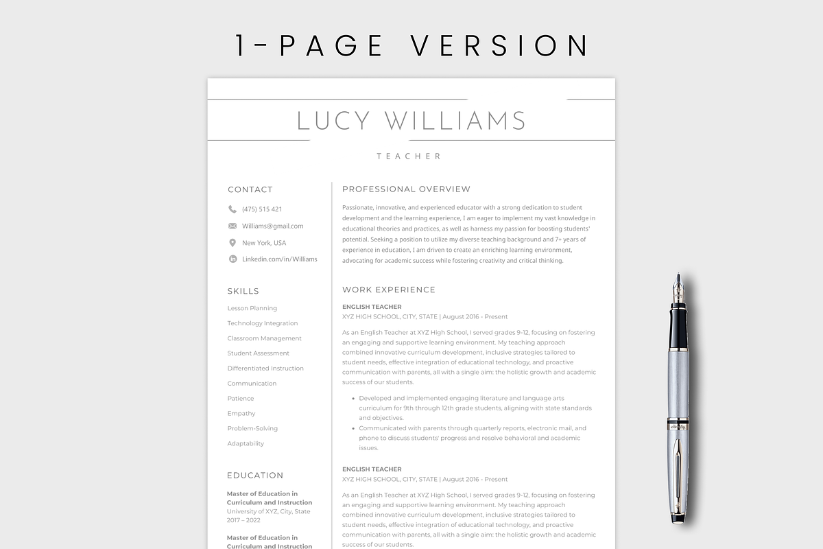 ATS Resume Template | Minimalist CV, a Resume Template by MondaySpark (Photo 3 of 8)