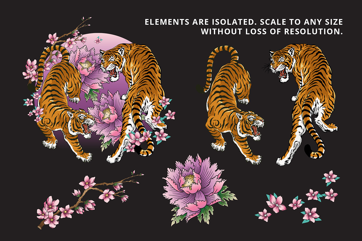 Dueling Asian Tattoo Tigers, a Graphic by Michael_Hinkle (Photo 2 of 3)