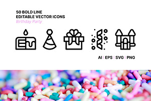 50 Birthday Party Icons