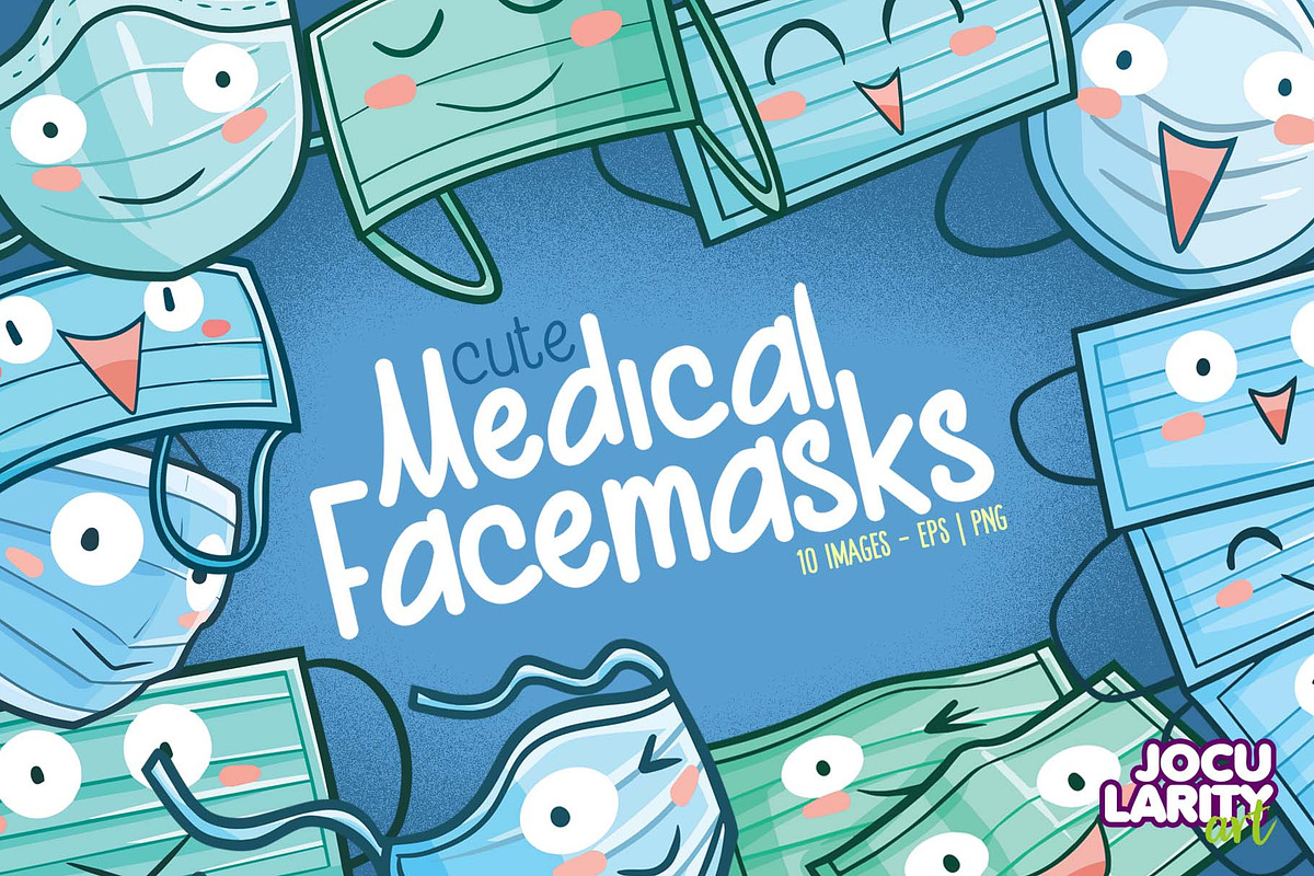 Kawaii Medical Facemasks Characters, a Healthcare Illustration by Jocularity Art (Photo 1 of 3)