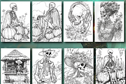 Halloween Skeleton Coloring Book, an Animal Illustration by Printable Design Store (Thumbnail 5 of 7)