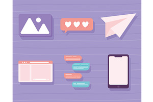 icons chat social media, a Technology Illustration by studiogstock
