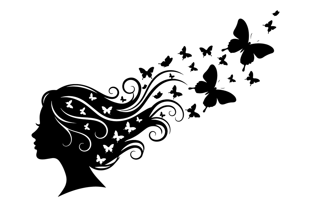 Woman Butterfly Hair Silhouette, an Object Illustration by yasushie (Photo 27 of 31)