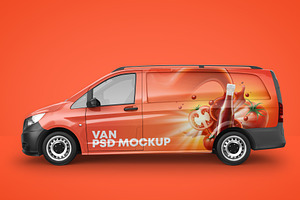 Realistic Panel Van PSD Mockup