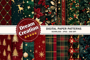Classic Christmas Digital Paper, a Texture Graphic by Dream Creation